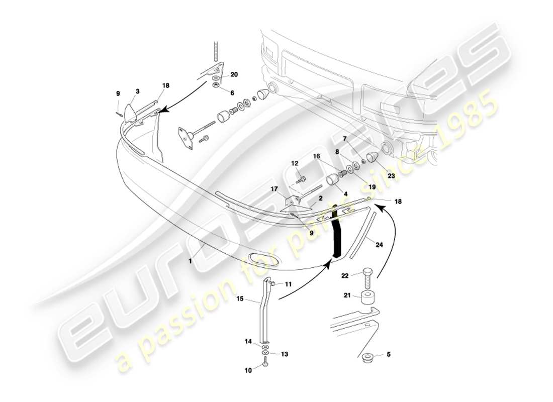 aston martin db7 vantage (2002) rear bumper, non e.a part diagram