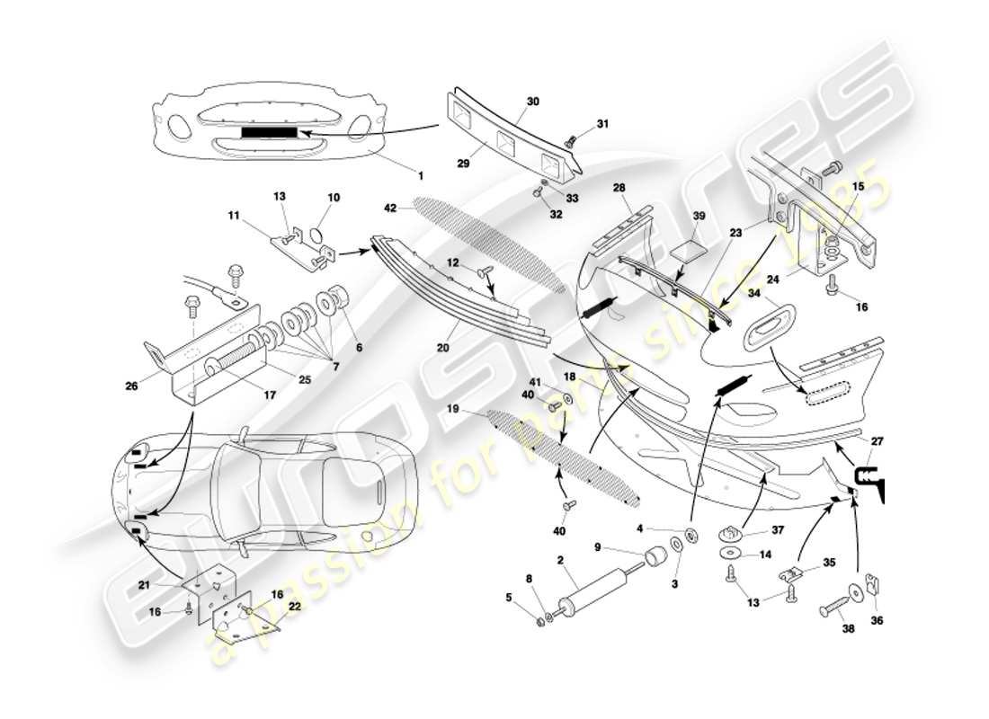 aston martin db7 vantage (2002) front bumper & apron part diagram