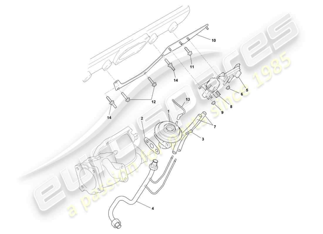 aston martin db7 vantage (2002) egr, dpfe & evr systems part diagram