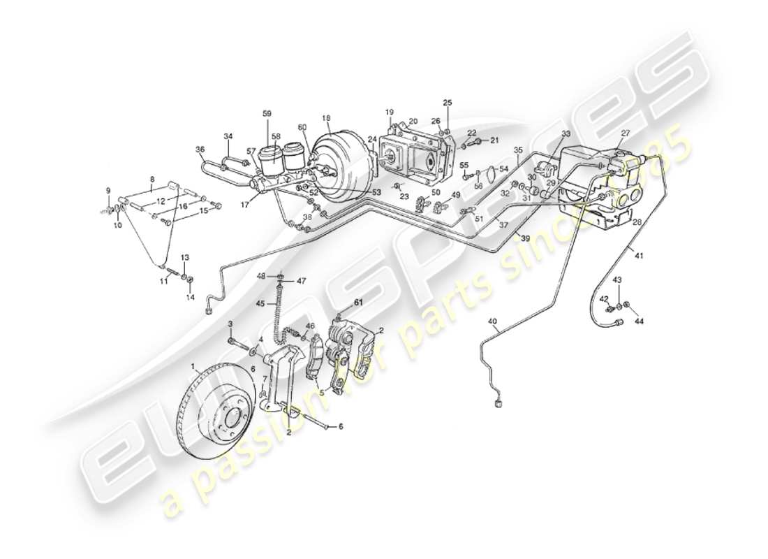 aston martin v8 virage (1999) front brakes, volante only part diagram