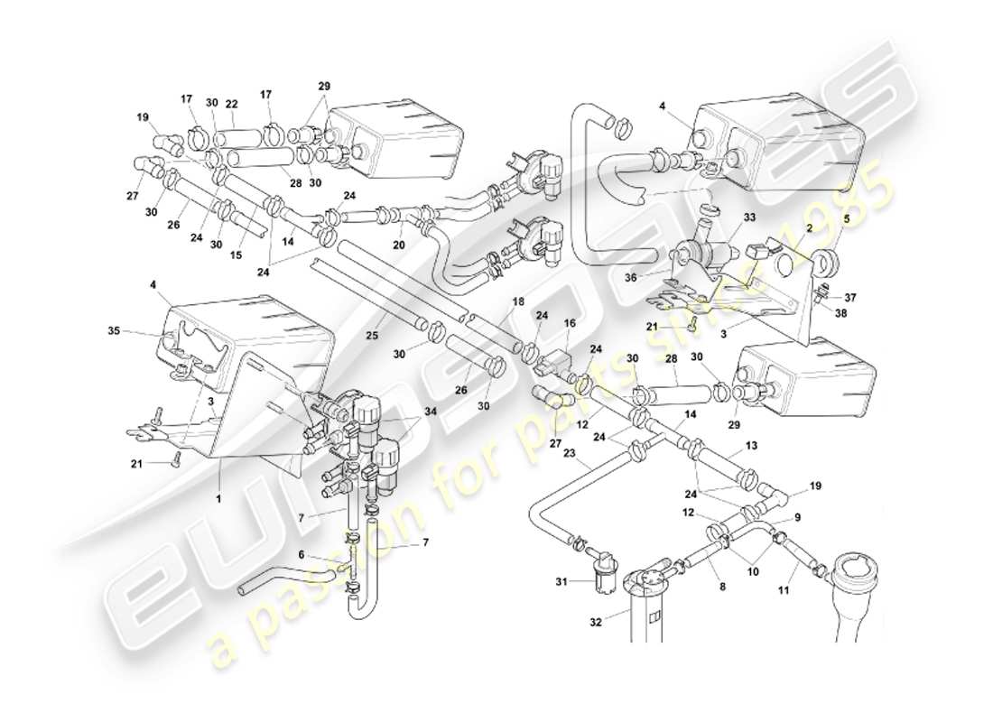 aston martin db7 vantage (2002) evaporative emission system, federal part diagram
