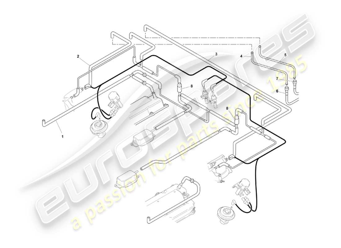 aston martin db7 vantage (2002) vacuum system, engine part diagram