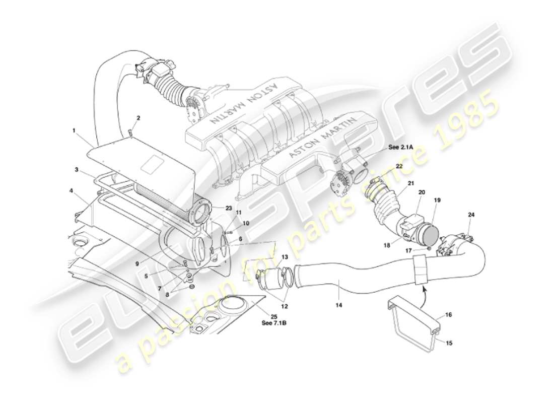 aston martin vanquish (2007) air filters & maf sensors part diagram