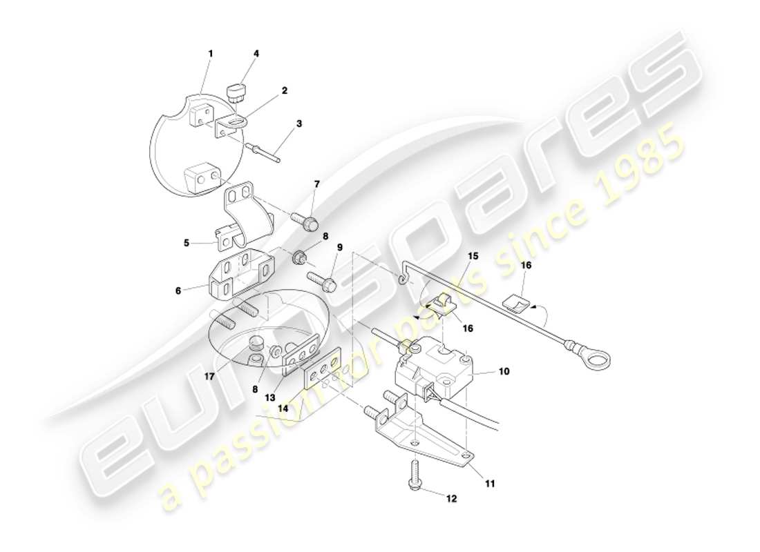 aston martin db7 vantage (2003) fuel flap mechanism part diagram