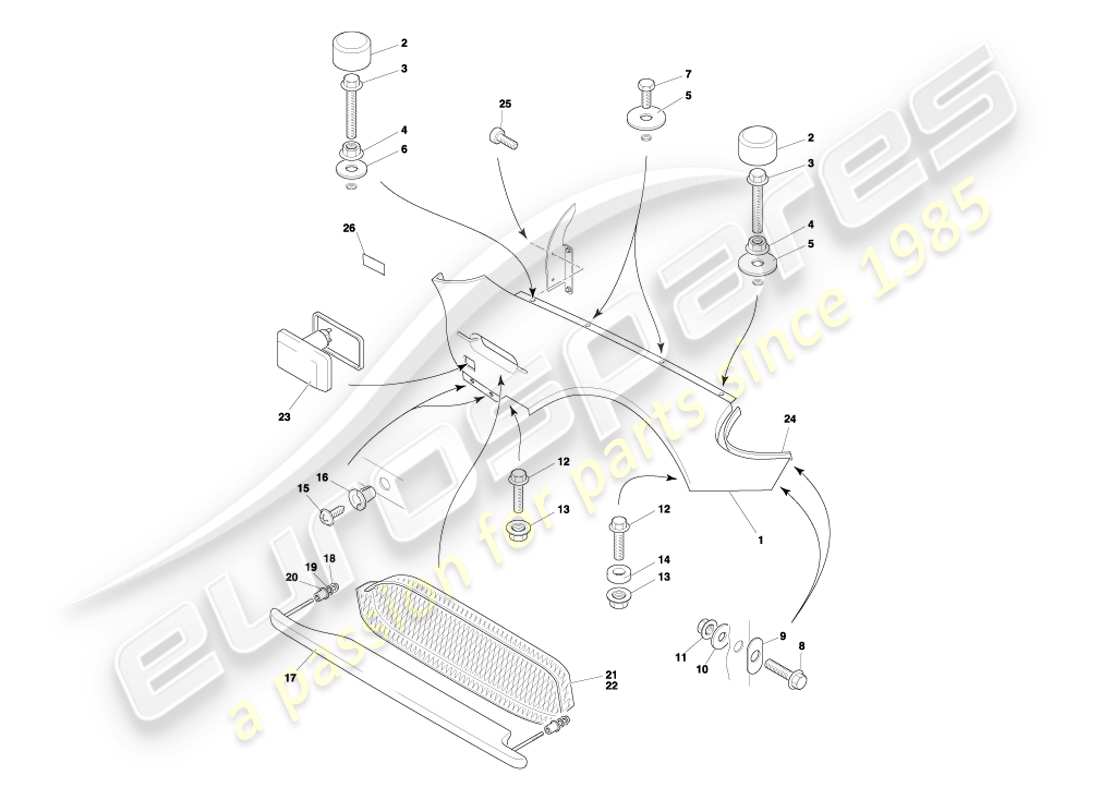 aston martin db7 vantage (2003) front wings part diagram
