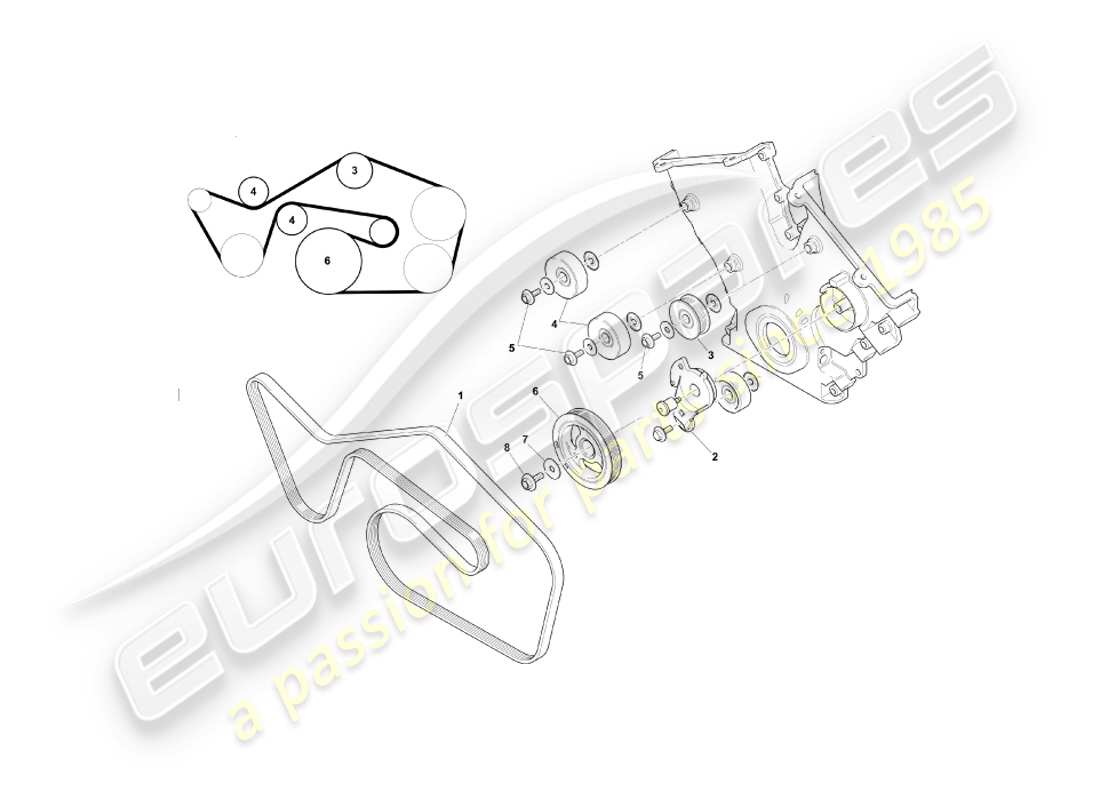 aston martin db7 vantage (2000) belts & chains part diagram