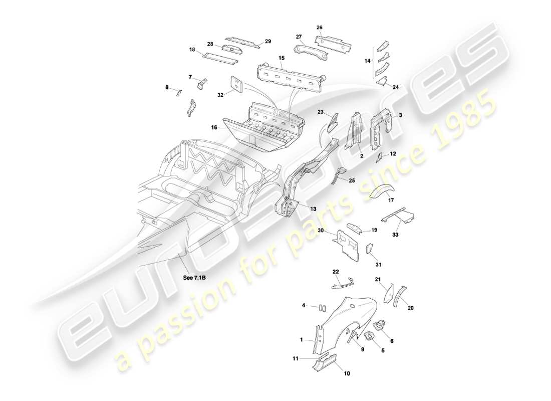 aston martin db7 vantage (2000) rear end panels, volante part diagram