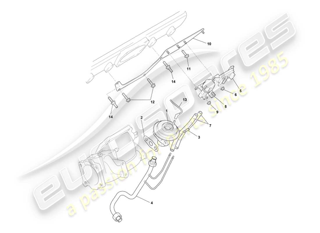 aston martin db7 vantage (2003) egr, dpfe & evr systems part diagram