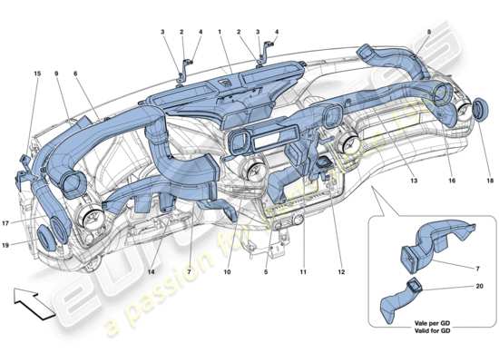 a part diagram from the ferrari gtc4 lusso (europe) parts catalogue