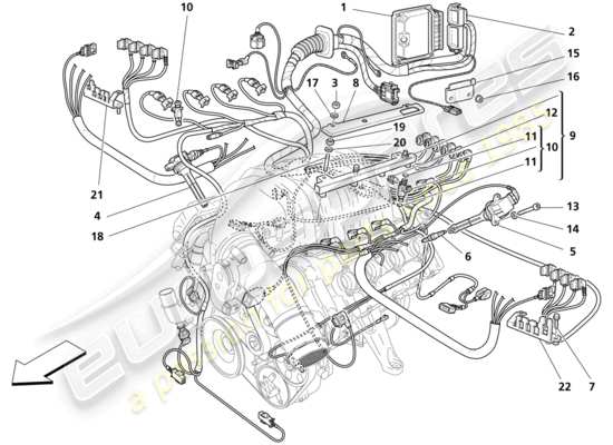 a part diagram from the maserati trofeo parts catalogue