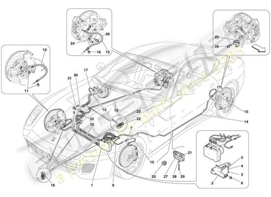 a part diagram from the ferrari 599 gtb fiorano (usa) parts catalogue