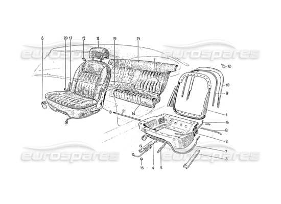 a part diagram from the ferrari 330 gt 2+2 (coachwork) parts catalogue