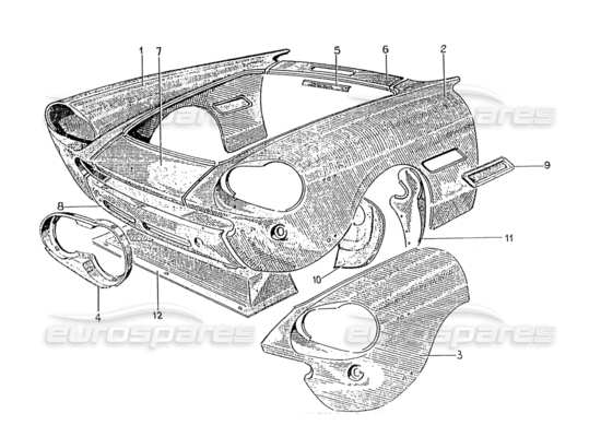 a part diagram from the ferrari 330 and 365 parts catalogue