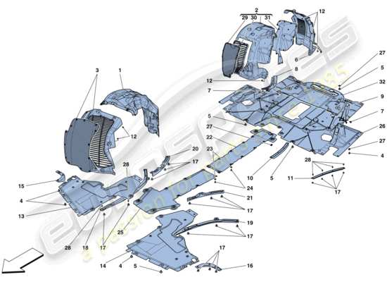 a part diagram from the ferrari 488 spider (europe) parts catalogue