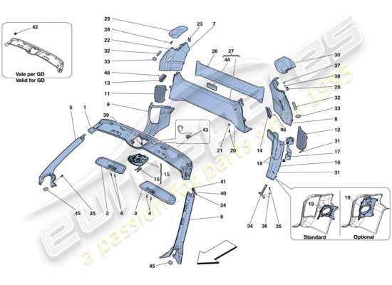 a part diagram from the ferrari 458 spider (rhd) parts catalogue