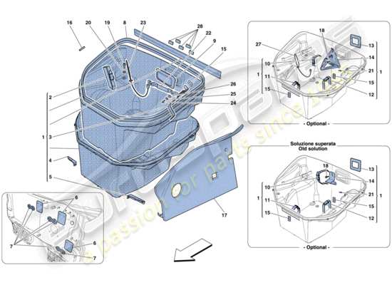 a part diagram from the ferrari 458 spider (rhd) parts catalogue