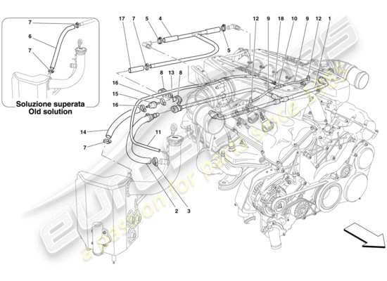 a part diagram from the ferrari 599 gtb fiorano (rhd) parts catalogue