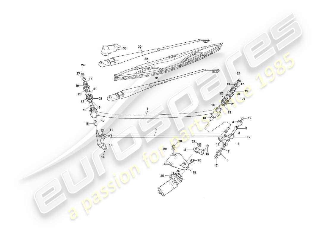 aston martin v8 virage (2000) windscreen wipers parts diagram