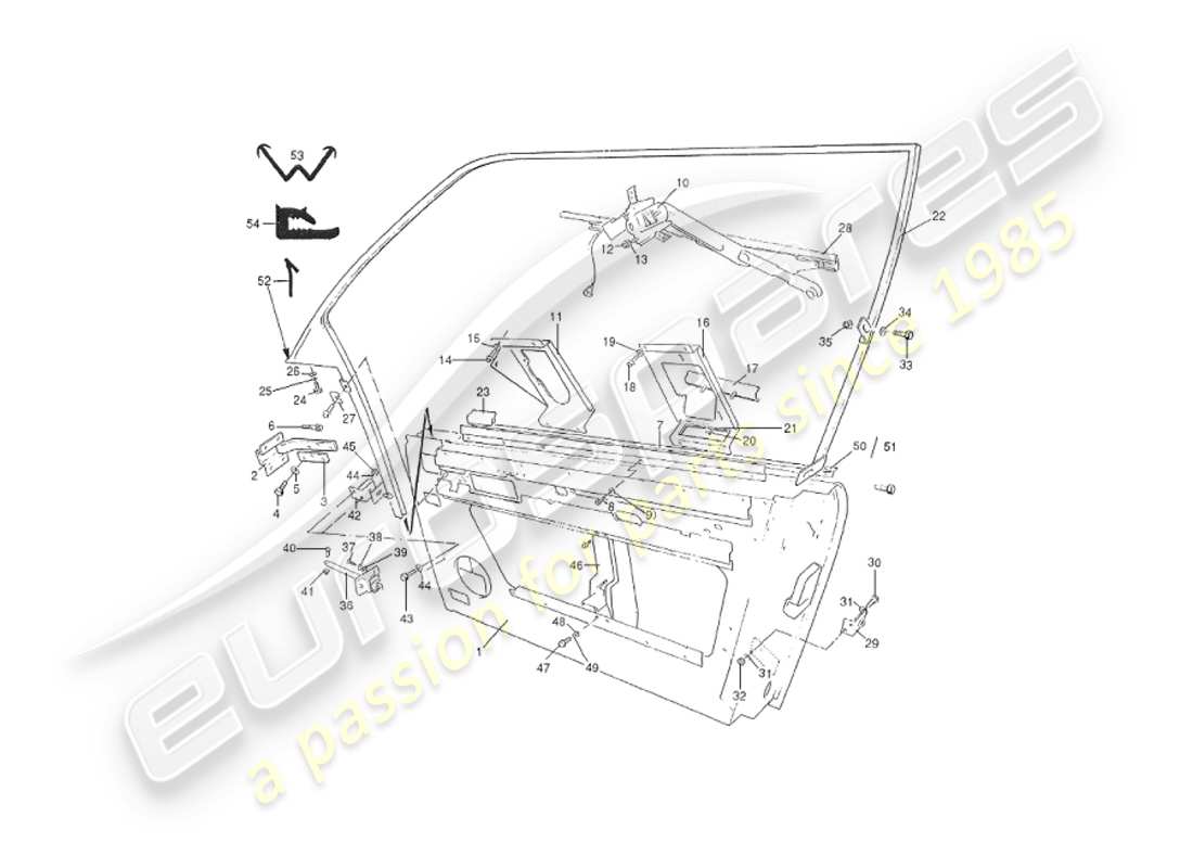 aston martin v8 virage (2000) doors, saloon parts diagram