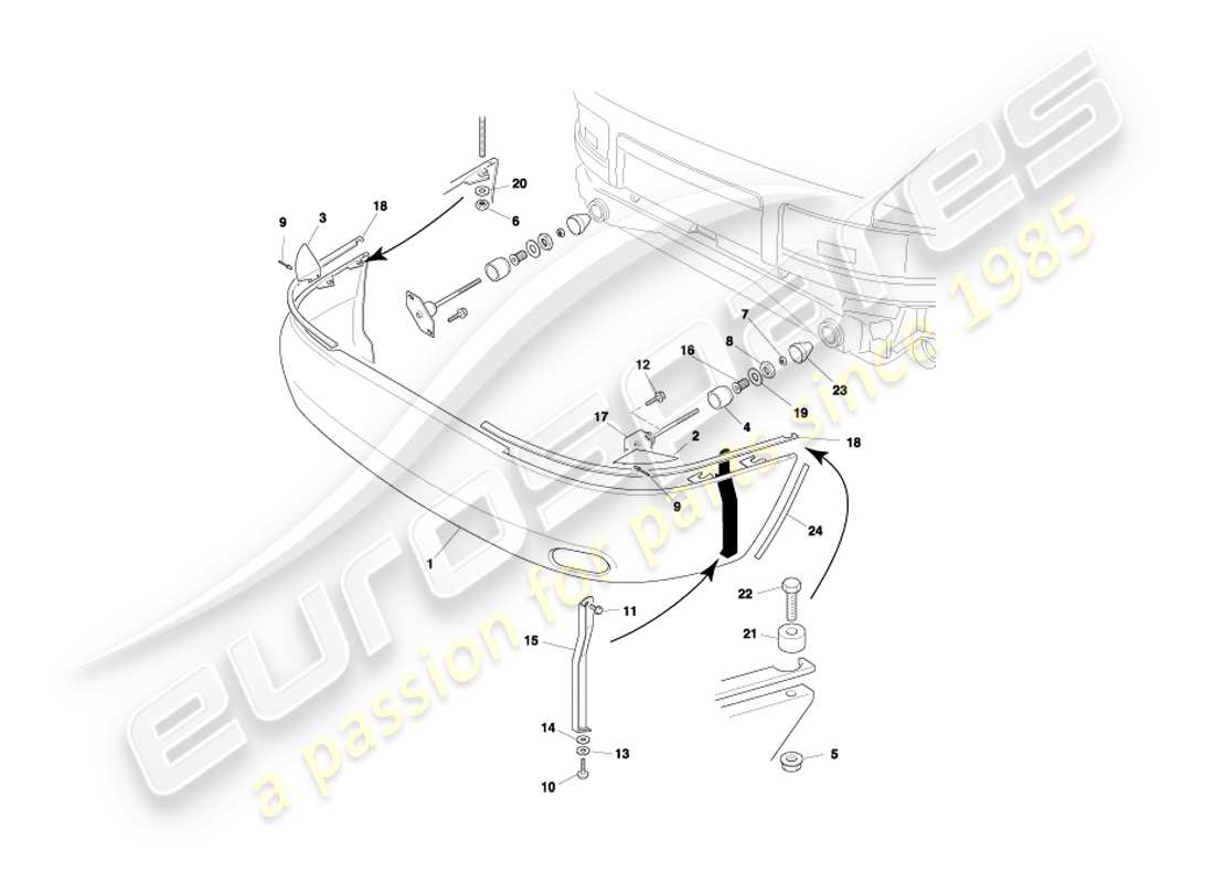 aston martin db7 vantage (1999) rear bumper, non e.a part diagram