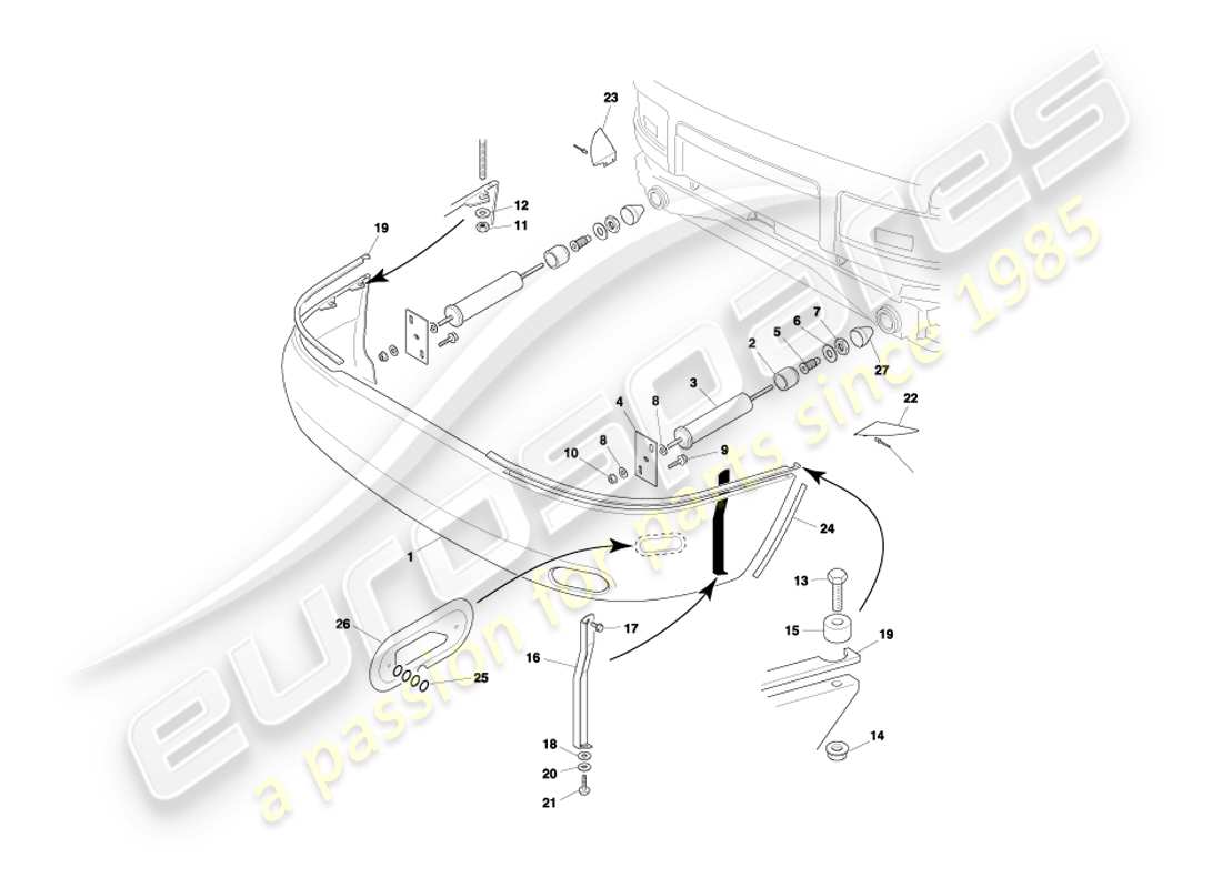 aston martin db7 vantage (1999) rear bumper, e.a part diagram