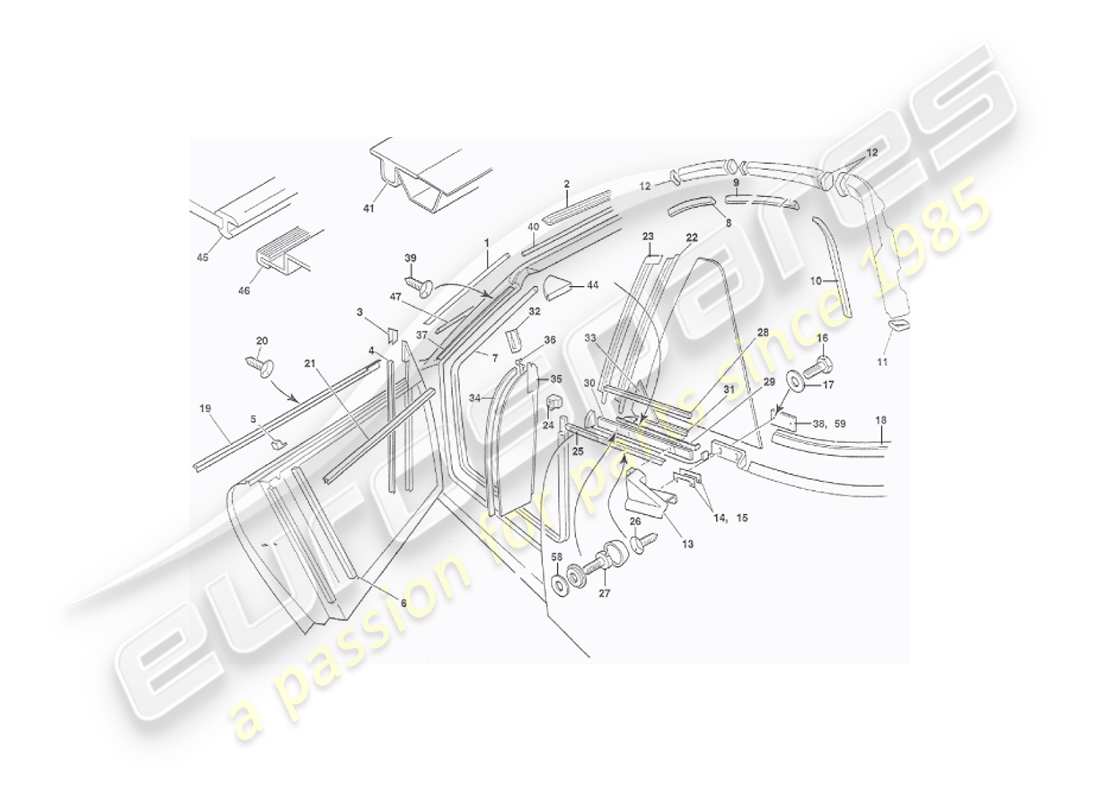 a part diagram from the aston martin v8 virage parts catalogue