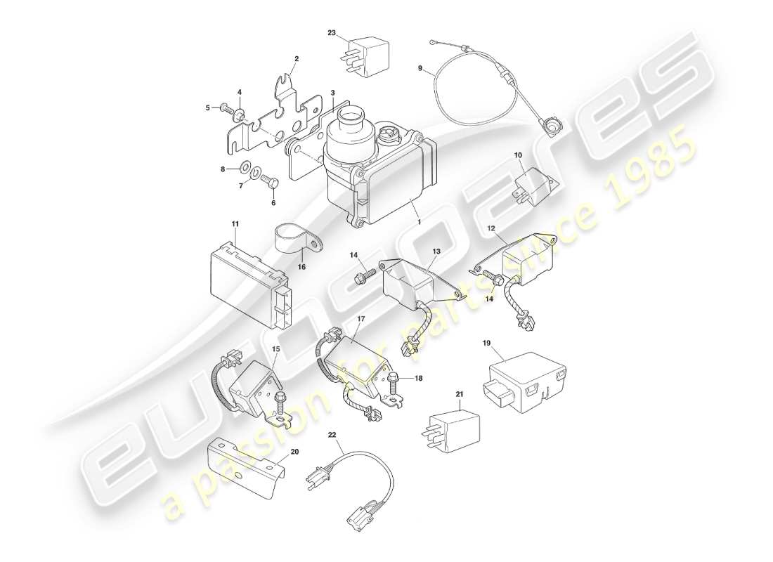 VIEW PARTS DIAGRAMS FROM THE ASTON MARTIN V8 VIRAGE PARTS CATALOGUE a part diagram from the aston martin v8 virage parts catalogue