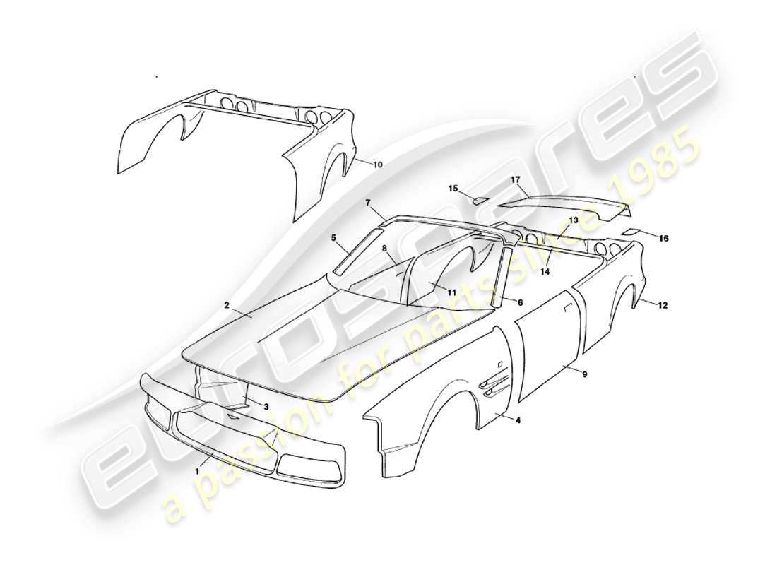 a part diagram from the aston martin v8 volante parts catalogue