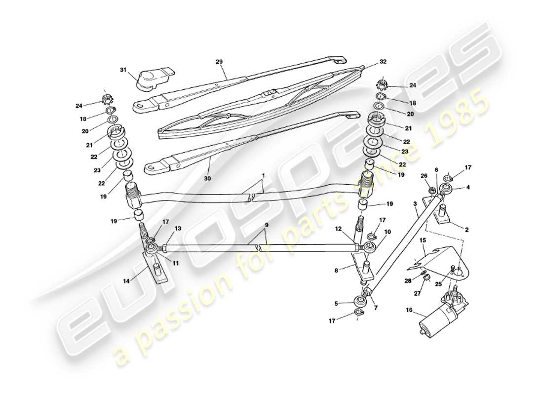 a part diagram from the aston martin v8 volante parts catalogue