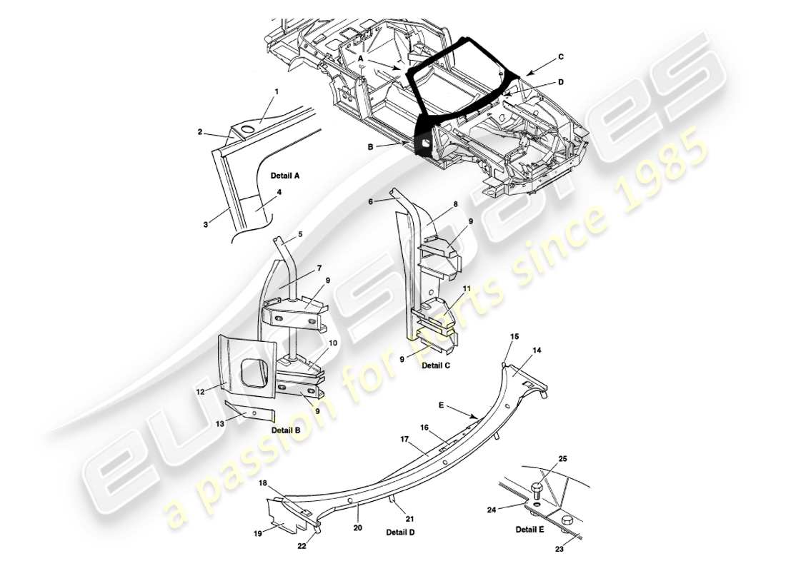 a part diagram from the aston martin v8 volante parts catalogue