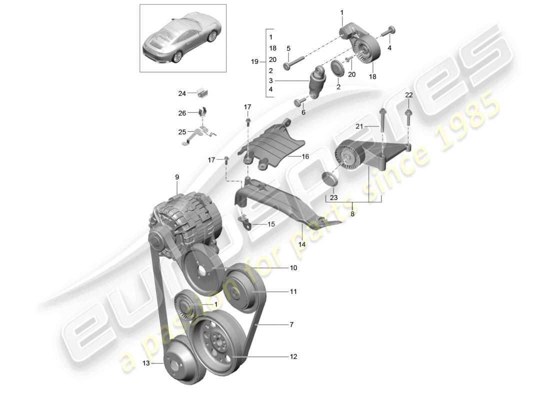 a part diagram from the porsche 2018 (991-2) parts catalogue