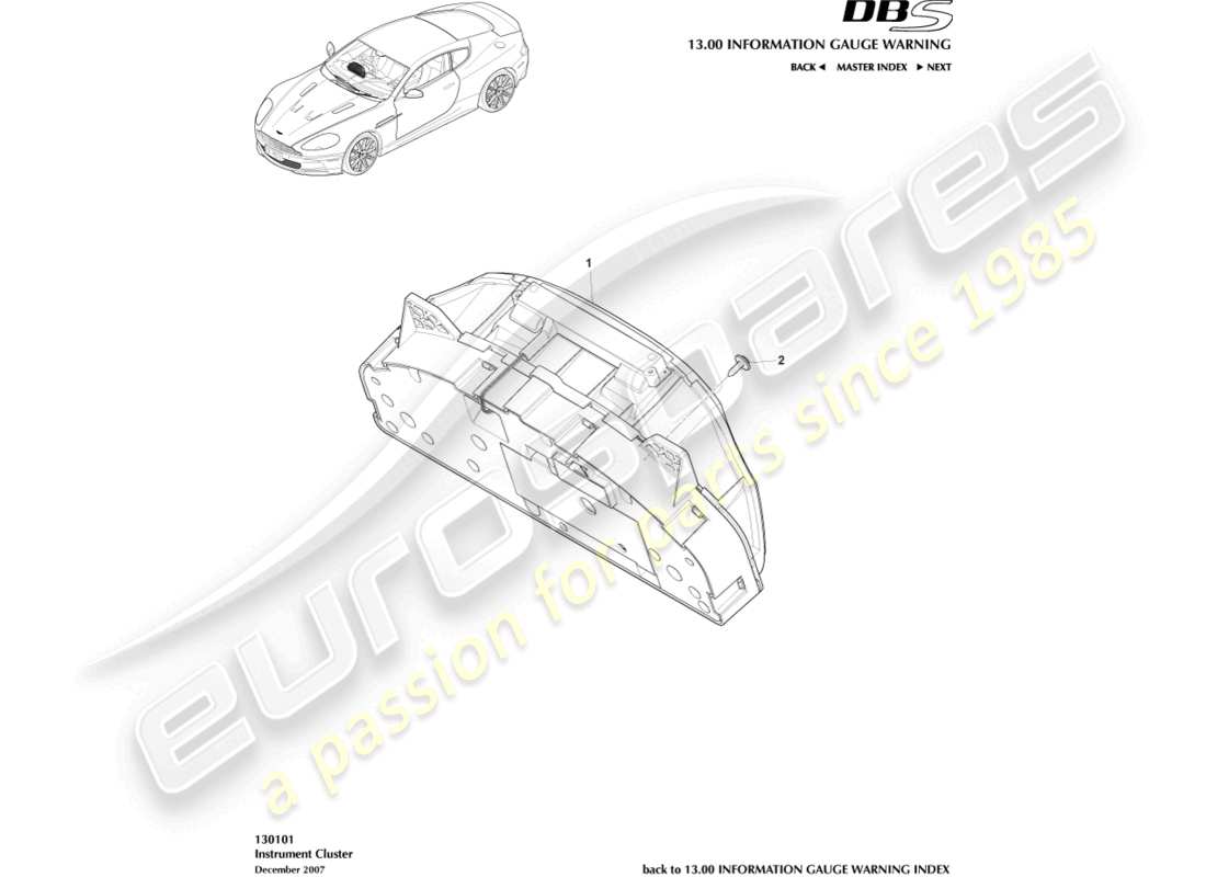 a part diagram from the aston martin dbs (2012) parts catalogue