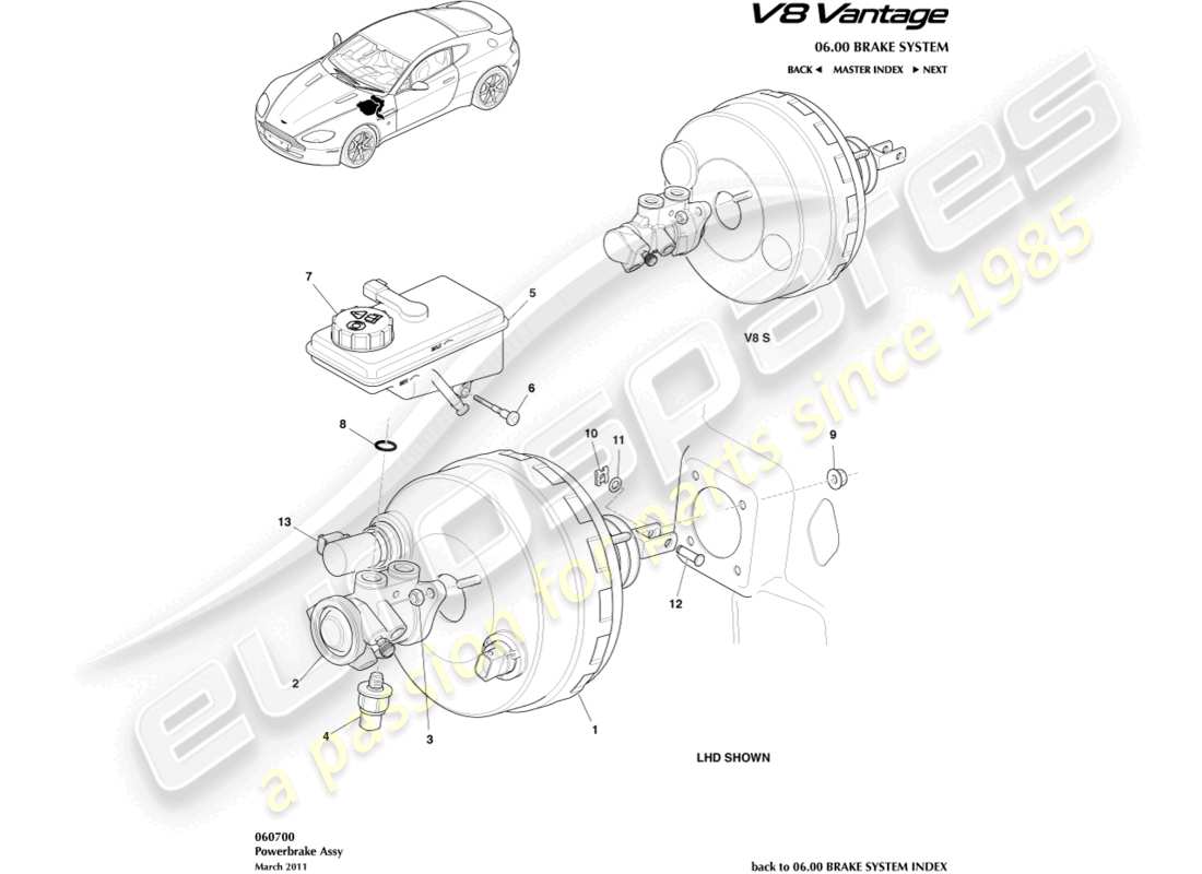 a part diagram from the aston martin v8 vantage (2016) parts catalogue