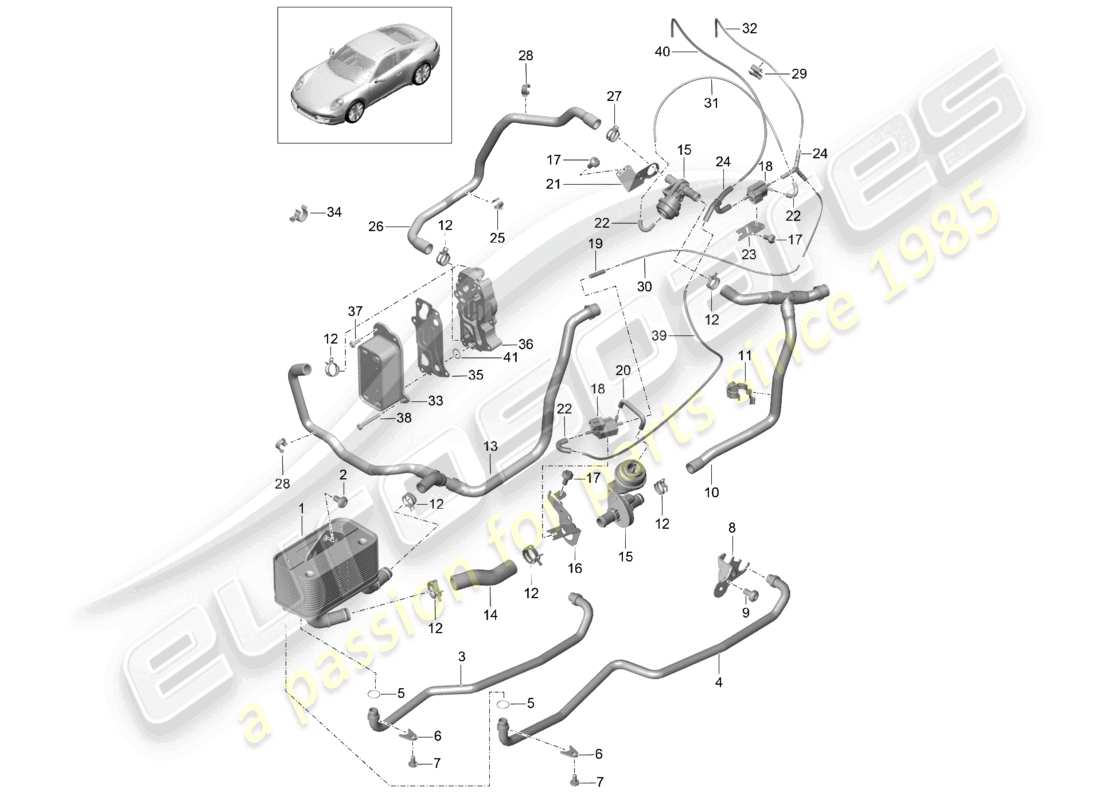 a part diagram from the porsche 991 parts catalogue