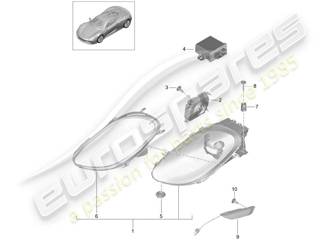 a part diagram from the porsche 918 spyder parts catalogue