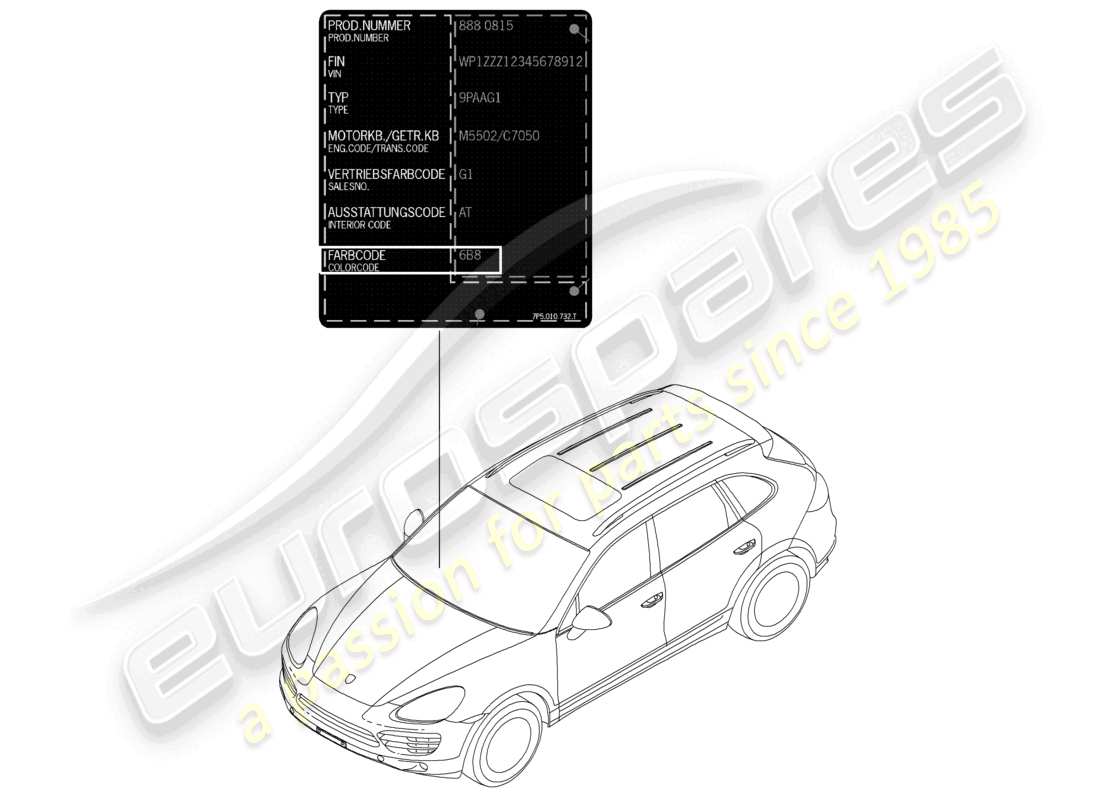 a part diagram from the porsche 2013 (cayenne e2 92a) parts catalogue