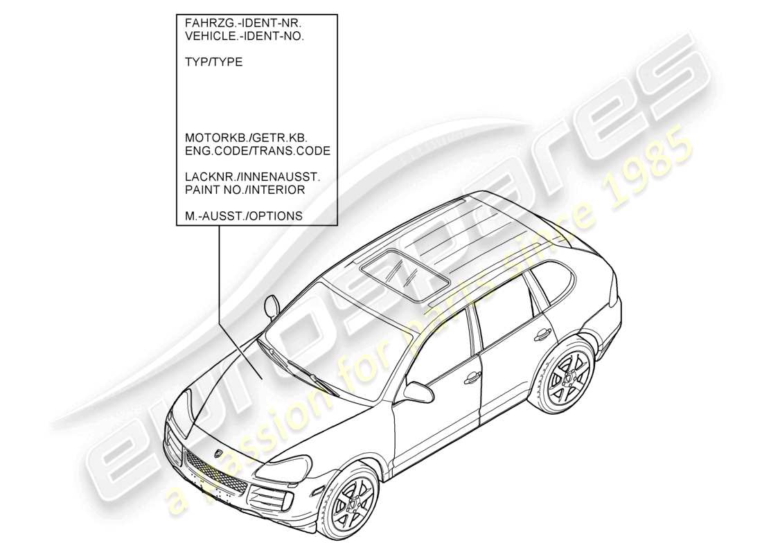 a part diagram from the porsche 2008 (cayenne e1 9pa) parts catalogue