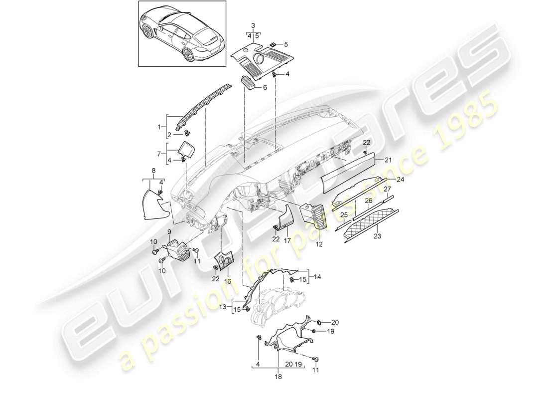VIEW PARTS DIAGRAMS FROM THE PORSCHE PANAMERA PARTS CATALOGUE a part diagram from the porsche panamera parts catalogue
