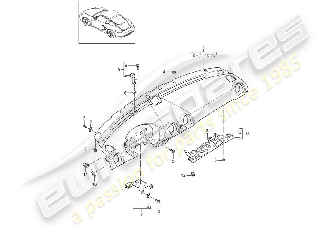 a part diagram from the porsche cayman parts catalogue