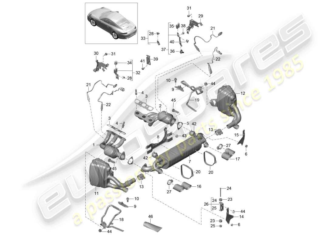 a part diagram from the porsche 2014 (991-1) parts catalogue