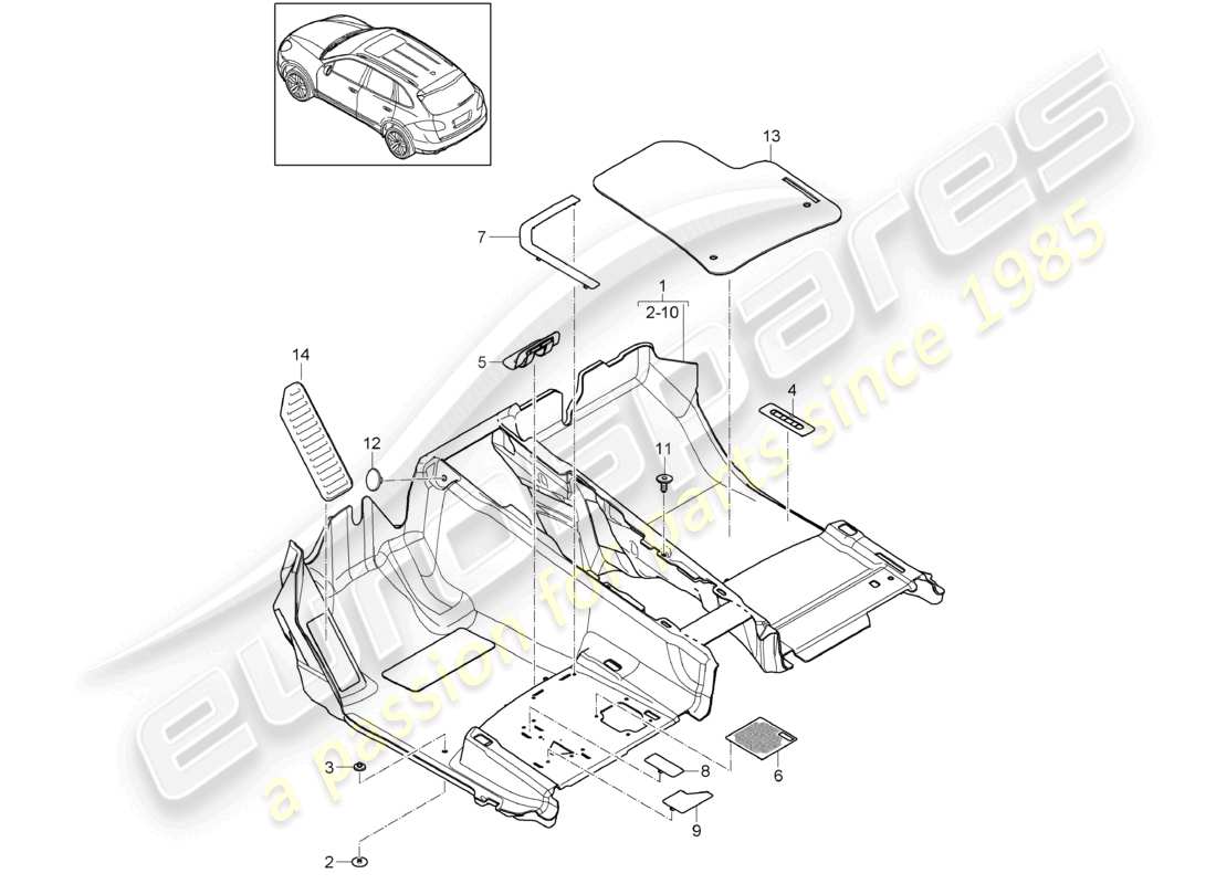 a part diagram from the porsche 2011 (cayenne e2 92a) parts catalogue