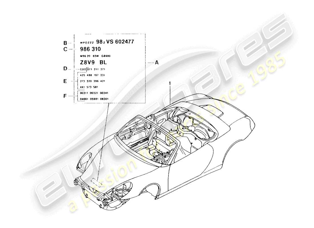 a part diagram from the porsche 1999 (986 boxster) parts catalogue