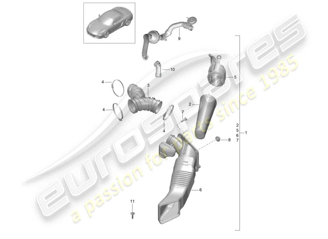 a part diagram from the porsche 2016 (981 boxster) parts catalogue