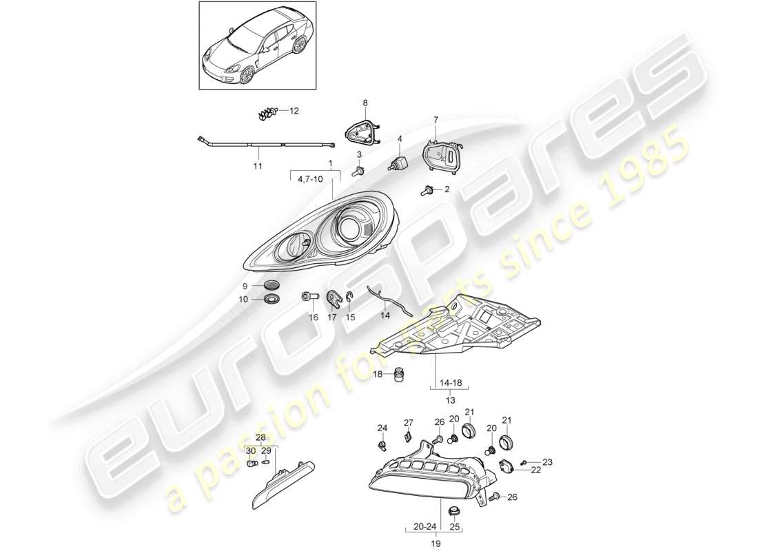 a part diagram from the porsche panamera parts catalogue