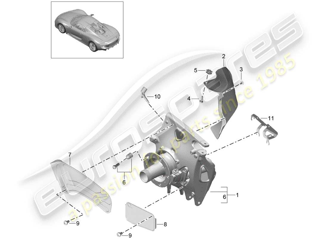 a part diagram from the porsche 2015 (918 spyder) parts catalogue