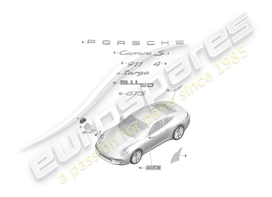 a part diagram from the porsche 2016 (991-1) parts catalogue