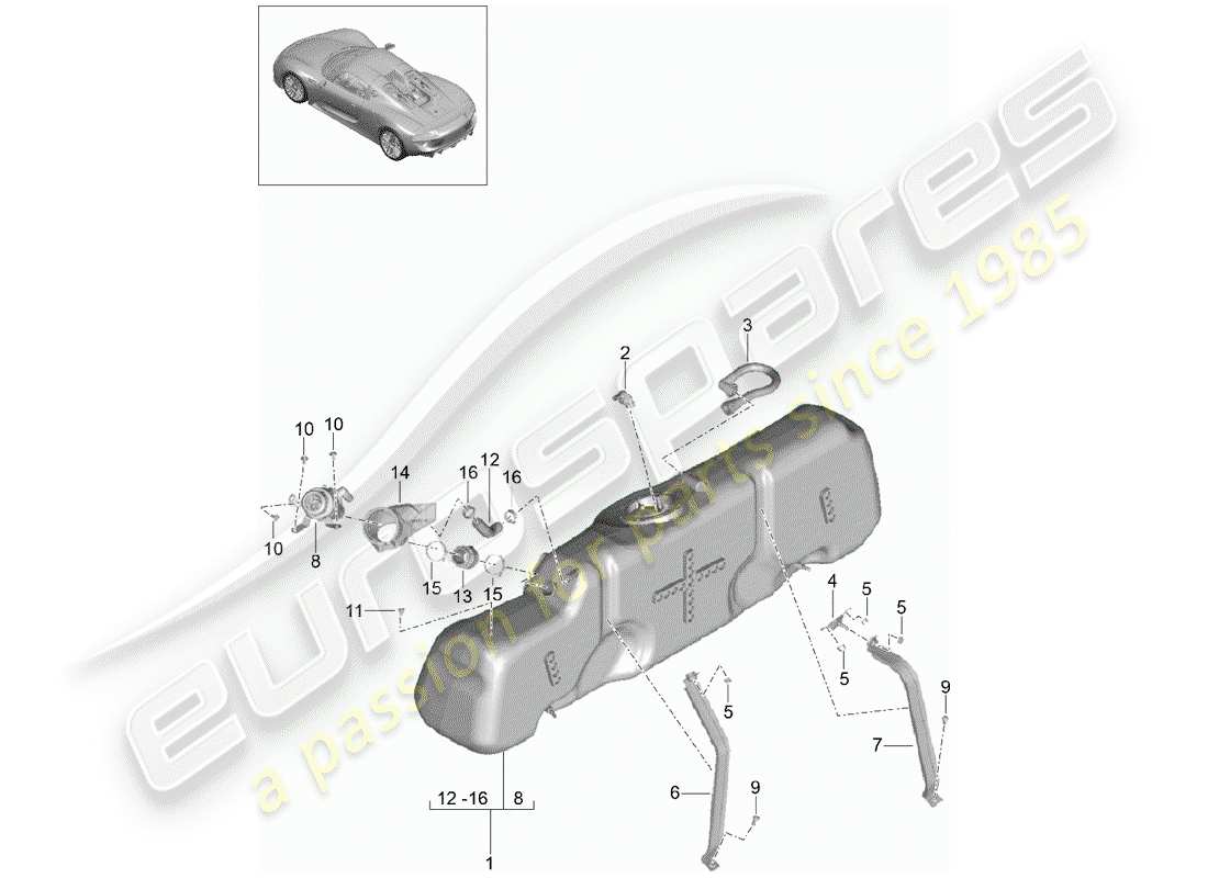 a part diagram from the porsche 918 spyder parts catalogue