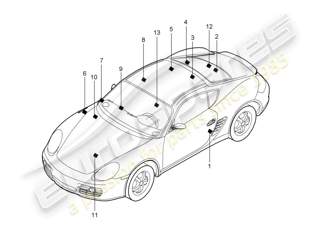a part diagram from the porsche 2012 (987 cayman) parts catalogue