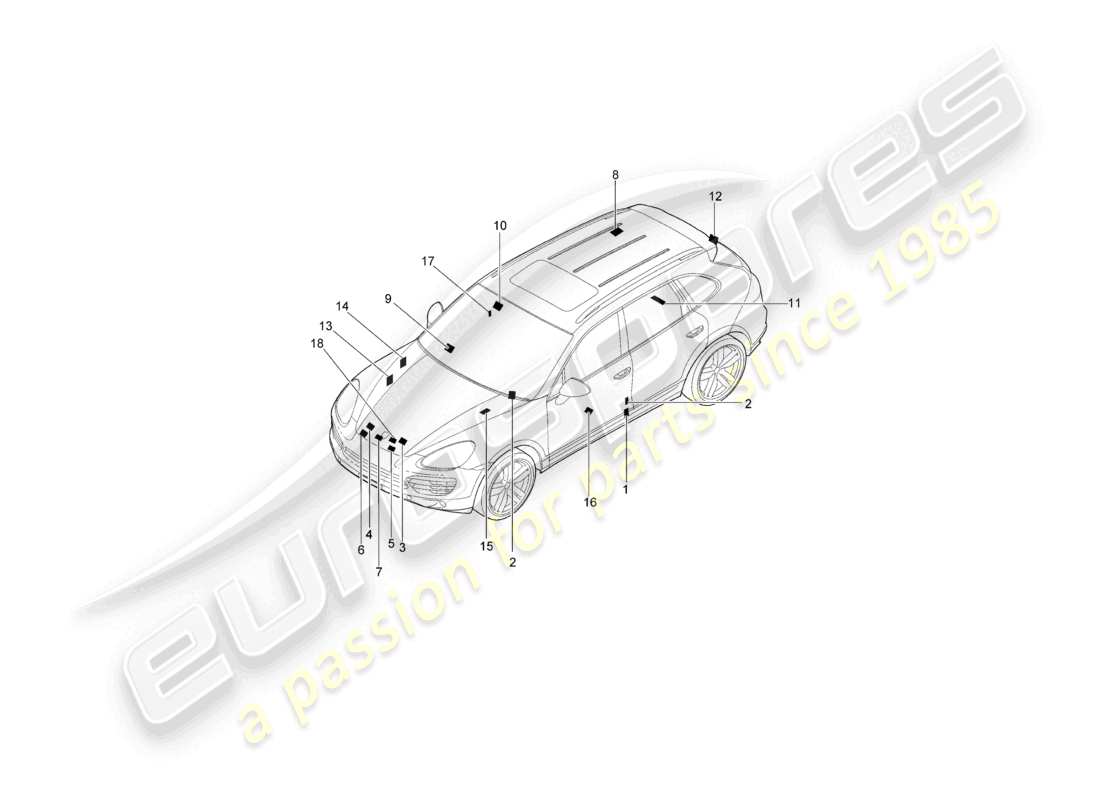 a part diagram from the porsche 2011 (cayenne e2 92a) parts catalogue