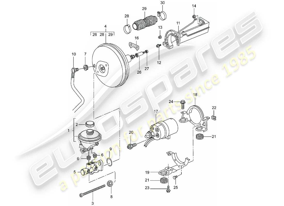 a part diagram from the porsche 2001 (996 turbo / gt2) parts catalogue